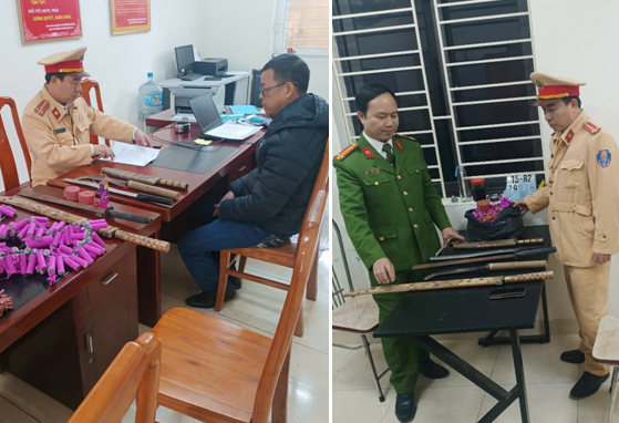 Đội CSGT số 3 (Phòng Cảnh sát giao thông): Vận động nhân dân giao nộp 3,3 kg pháo và 04 dao, kiếm